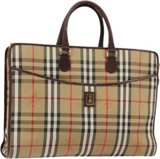 Burberry Pre-owned Handbags, female, Beige, Size: ONE SIZE Pre-owned Vintage Canvas Business Bag