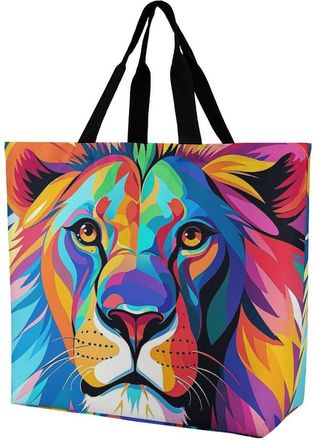 Generic Colorful Lion Shoulder Bag Durable Shopper Bag Large Capacity Handbags For Work Ladies College
