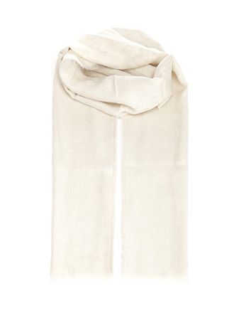 Max Mara Monogram Wool Stole Scarves And Foulards Bianco-Donna
