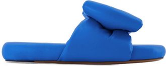 Off-white Arco acolchado se desliza de cuero azul blanco