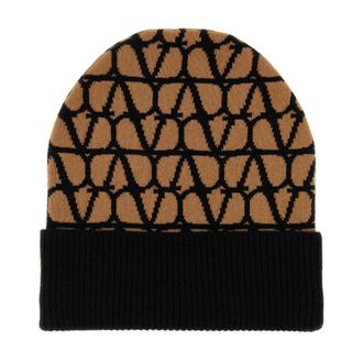 Valentino Garavani Beanies, female, Multicolor, Size: ONE SIZE Iconographe Print Cashmere Beanie