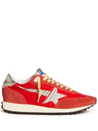 Golden Goose Red Sneakers with Silver Star Accents