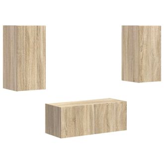 vidaXL Conjunto De Mueble De Tv Montaje En La Pared 2 Pcs Roble Sonoma Vidaxl