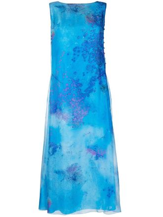 Shiatzy Chen printed silk dress - women - Mulberry Silk - 40 - Blue