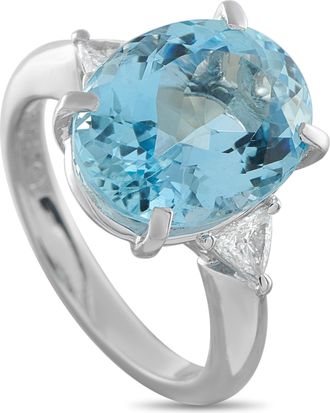 Luxury Bazaar Platinum 0.24ct Diamond and Aquamarine Ring MF03-122925