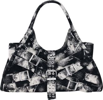 Desigual Buckle Strap Denim Satchel in Multi at Nordstrom