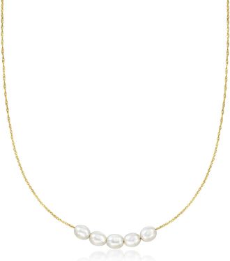 RS Pure by Ross-Simons 5.5-6mm Cultured Pearl Necklace in 14kt Yellow Gold