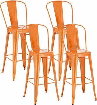 Clp Set De 4 Taburetes De Bar Aiden Naranja