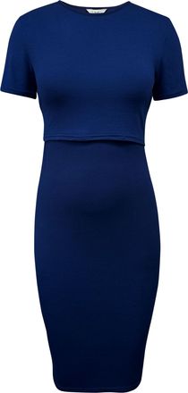 Generic Lewk Clothing (M) Short Sleeve Plain Dress Maternity Nursing Breastfeeding (UK, Alpha, M, Regular, Regular, Navy)