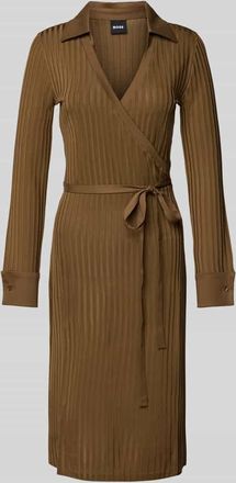 HUGO BOSS Midikleid in Wickel-Optik Modell Ellarie in Cognac, Gr&ouml;&szlig;e XS