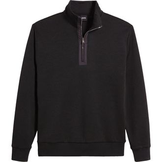 BOSS Sidney Quarter Zip Pullover in Black at Nordstrom Rack, Size Xx-Large