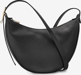 Longchamp Halbmondf&ouml;rmige Schultertasche aus genarbtem Leder Le Foulonn&eacute; S