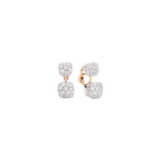 POMELLATO Naakte Oorbellen in Ros&eacute;goud en Witgoud met Diamanten - Dames - Oorbellen - Geel - ONE Size - Accessoires