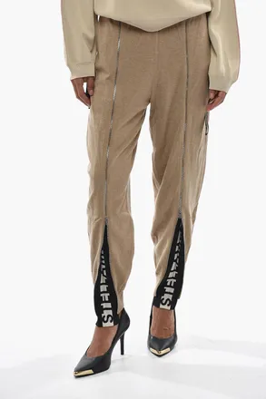 Stella McCartney Pantaloni in Maglia con Zip Frontale e Inserti Logati Stella McCartney