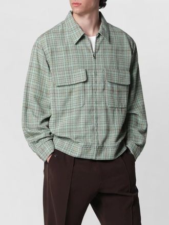 Needles checked jacket collared neck chest pockets