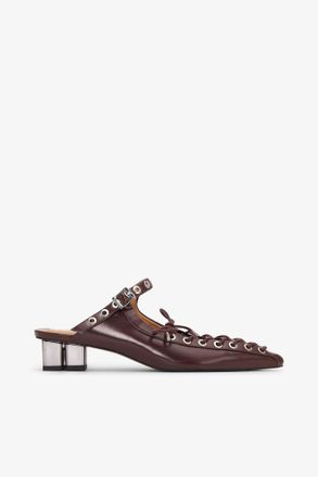 Ganni Red Lace-Up Mules in Brown Oleatex - Size 10 Oleatex&acirc;&cent;