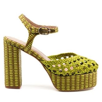 Andrea Gomez Beatriz Raffia Platform in Olive at Nordstrom, Size 39.5