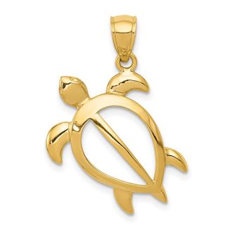 Diamond2Deal 14k Yellow Gold Open Turtle Pendant