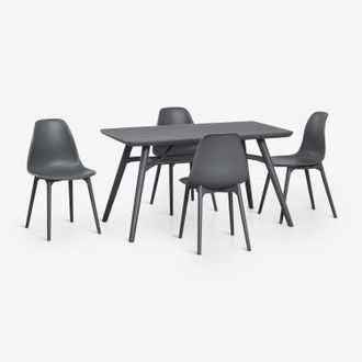 Sklum Set De Mesa Rectangular 135x80 Cm Y 4 Sillas De Jard&iacute;n En Polipropileno Scand Sklum
