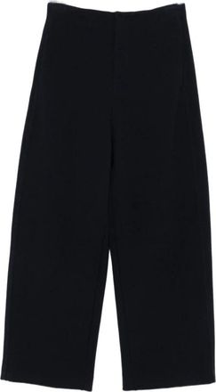 Max Mara Blauwe Wol Katoen Broek - Dames - Wijde Broeken - Blauw - L - Katoen - Broeken