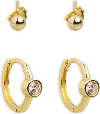 Argento Vivo Set of 2 Ball Stud & Huggie Hoop Earrings in Gold at Nordstrom