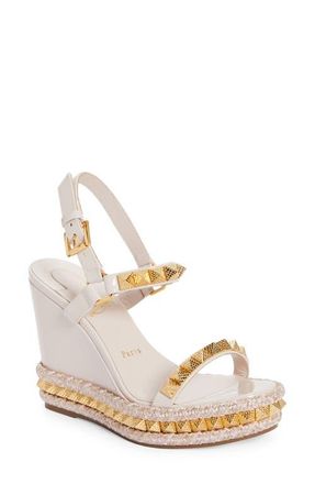 Christian Louboutin Pyraclou Wedge Sandal in Leche at Nordstrom, Size 11Us