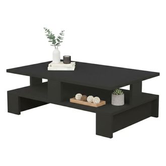Dmora Mesa De Caf&eacute; Eridanus, Mesa De Centro Baja, Revistero Para Sof&aacute;, Estante De La Sala De Estar, 80x50h28 Cm, Antracita, Con Embalaje Reforzado - Dmora