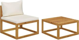 vidaXL Set de sofá de jardín 2 pzas con cojín madera maciza de acacia Vidaxl
