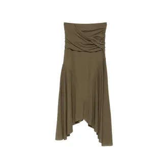 Ganni Ruched Asymmetric-hem Asymmetric Skirt