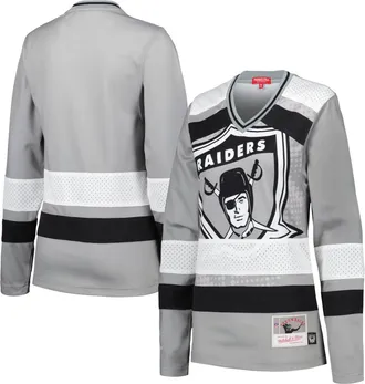 Mitchell & Ness Womens Mitchell & Ness Silver Las Vegas Raiders Big Face 7.0 Long Sleeve Jersey T-Shirt at Nordstrom, Size Xx-Large