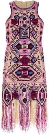 Isabel Marant Multicolour Round Neck Embroidered Mini Dress