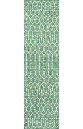 Jonathan Y Designs Ourika Moroccan Geometric Textured Weave Indoor/Outdoor Area Rug in Green/cream at Nordstrom, Size 3Ft 0In X 5Ft 0In