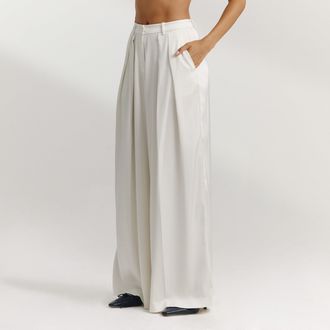 Lounge Woven Wide-Leg Trousers - Off White - 40 / Regular