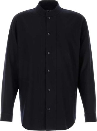 Alanui Pure Virgin Wool Shirt - Heren - Casual Overhemden - Blauw - L - Wol - Overhemden