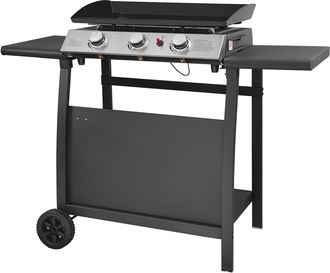 Happy Garden Plancha gas 3 quemadores en hierro fundido negro con carrito