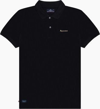 Aquascutum Mens Aquascutum Active Cotton Polo Dry-Fit Black Polo Shirt - Size: 40