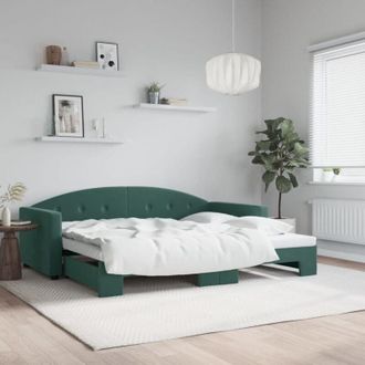 vidaXL Divano Letto con Letto Estraibile Verde Scuro 90x200cm Velluto - Vidaxl