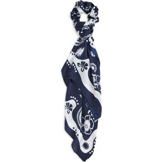 Treasure & Bond Paisley Print Scrunchie Scarf in Blue Multi Combo at Nordstrom