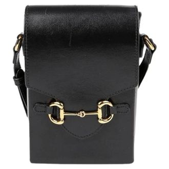 Gucci Pre-owned Cross Body Bags, female, Black, Size: ONE SIZE Pre-owned Horsebit 1955 Mini Shoulder Crossbody Bag