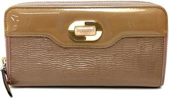 Bulgari Beige Patent Leather Long Wallet (Bi-Fold) (Pre-Owned)
