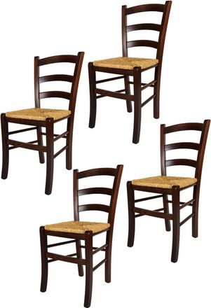 Tommychairs Tommychairs 4 Sillas Venezia En Haya Nuez Y Asiento De Paja