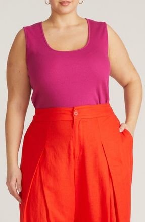 Universal Standard Daisy Ribbed Scoop Neck Tank in Hyper Pink at Nordstrom, Size Xl