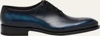 Santoni Mens Kaj Bicolor Brogue Leather Oxfords