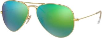 Ray-Ban Unisex 0Rb3025 Classic Aviator Sunglasses In Matte Gold/grey Mirrored Green