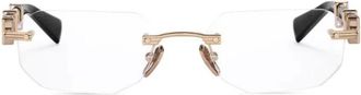 Balmain Geometric Rimless Glasses - Heren - Brillen - Geel - 55 MM - Accessoires