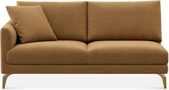 Castlery Lena Left Arm 2 Seater Sofa Customized, Caramel Performance Fleece, Brass Legs, Spill Resistant, Removable Covers for Sofas, Castlery