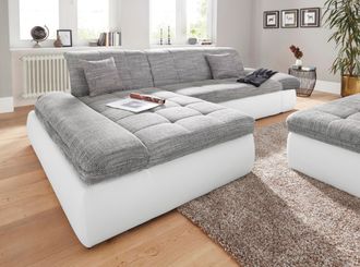 Domo Collection Ecksofa »Moric Luxus - B/T/H 300/172/80 cm, XXL-Format« L-Form, 140kg Belastung/Sitz, in Cord, Chenille, Kunstleder