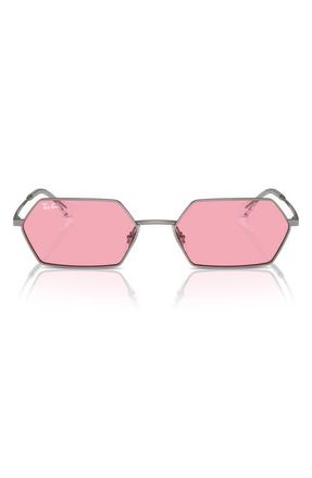 Ray-Ban Yevi 58mm Tinted Rectangular Sunglasses in Pink at Nordstrom