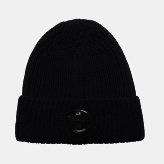 C.P. Company Accessoires C.P. Company Extrafine Merino Wool Lens Beanie in Navy