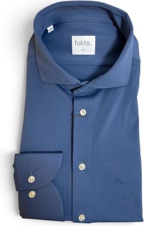 Fakts Slim Fit Casual Shirt - Heren - Casual Overhemden - Blauw - S - Leer - Overhemden
